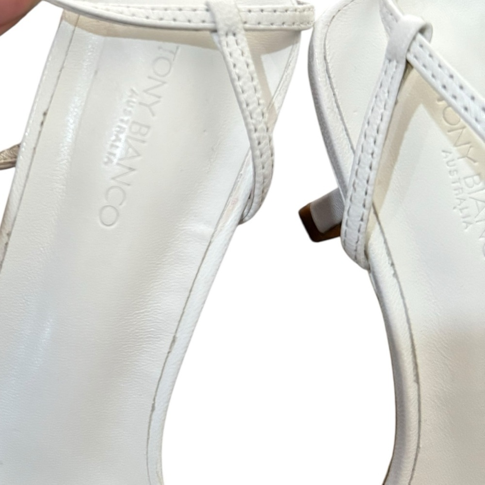 TONY BIANCO Caprice White Kid Leather Strappy Heeled Sandals - Picture 8 of 11